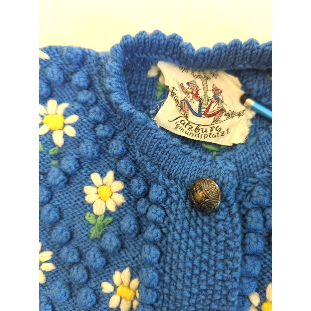 Rare Find Austrian Salzburg Vtg Cardigan Sweater M Wool Knit Franzi Mayer BEAUTY - Picture 5 of 10